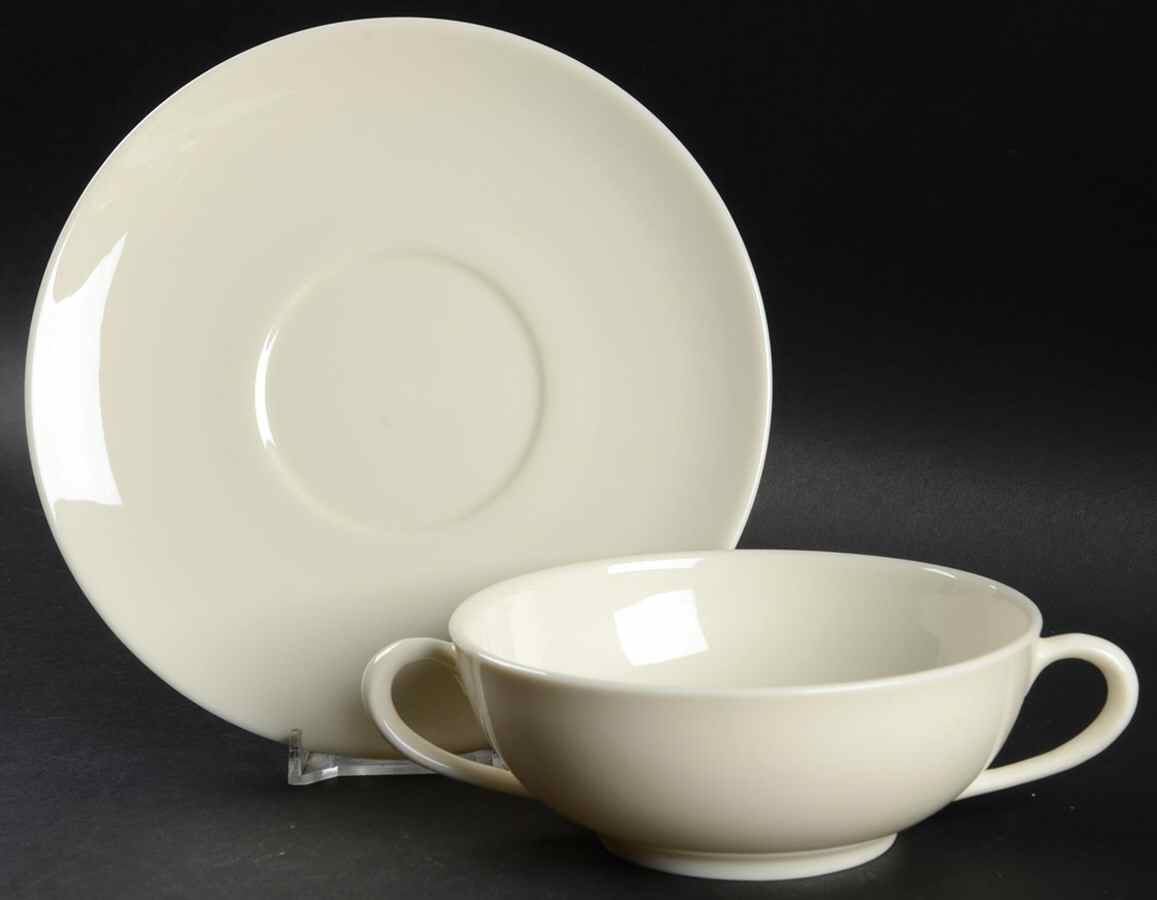 Coupe Off White Flat Cream Soup Bowl & Saucer Set by Lenox-1