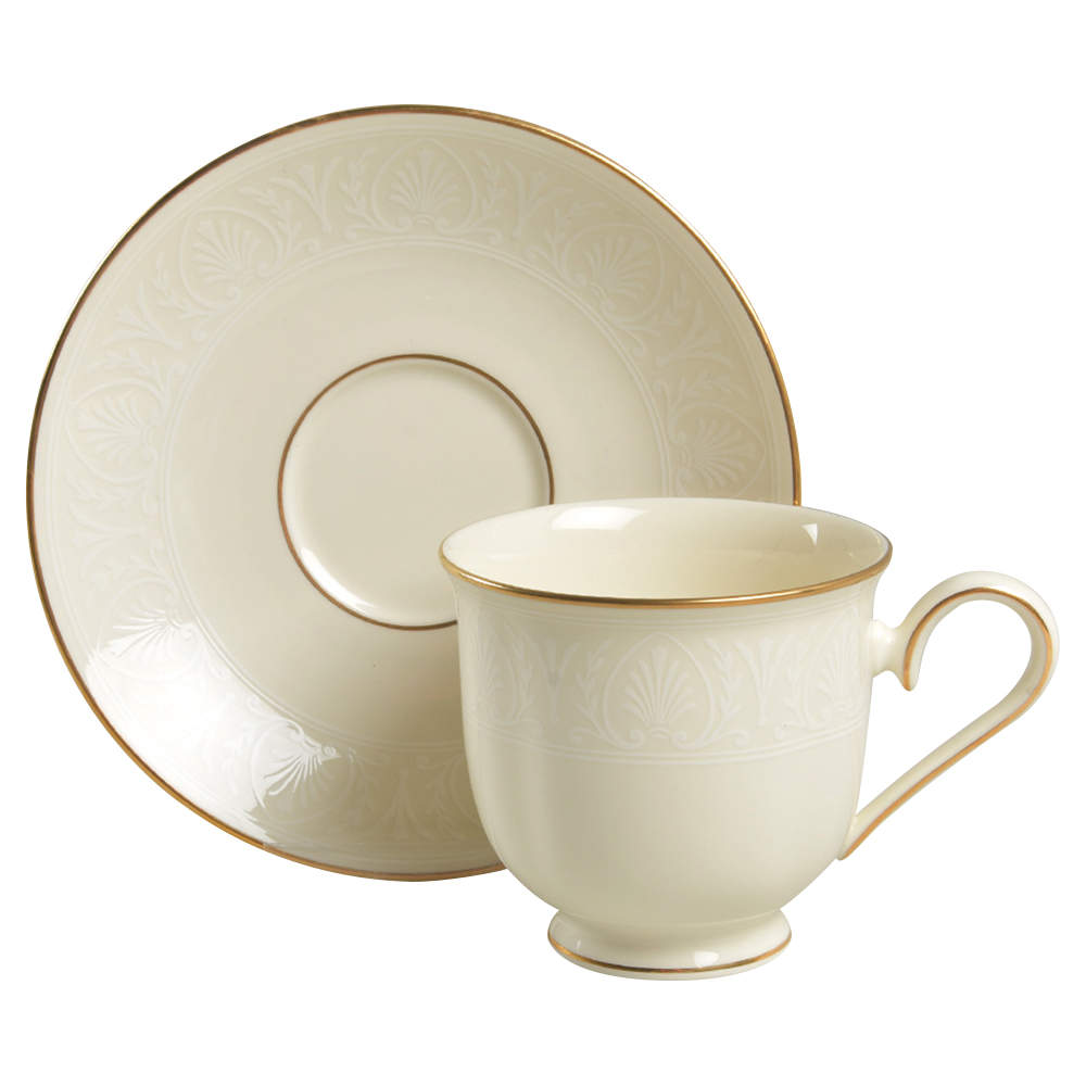 Courtyard Gold Footed Cup & Saucer Set by Lenox-1