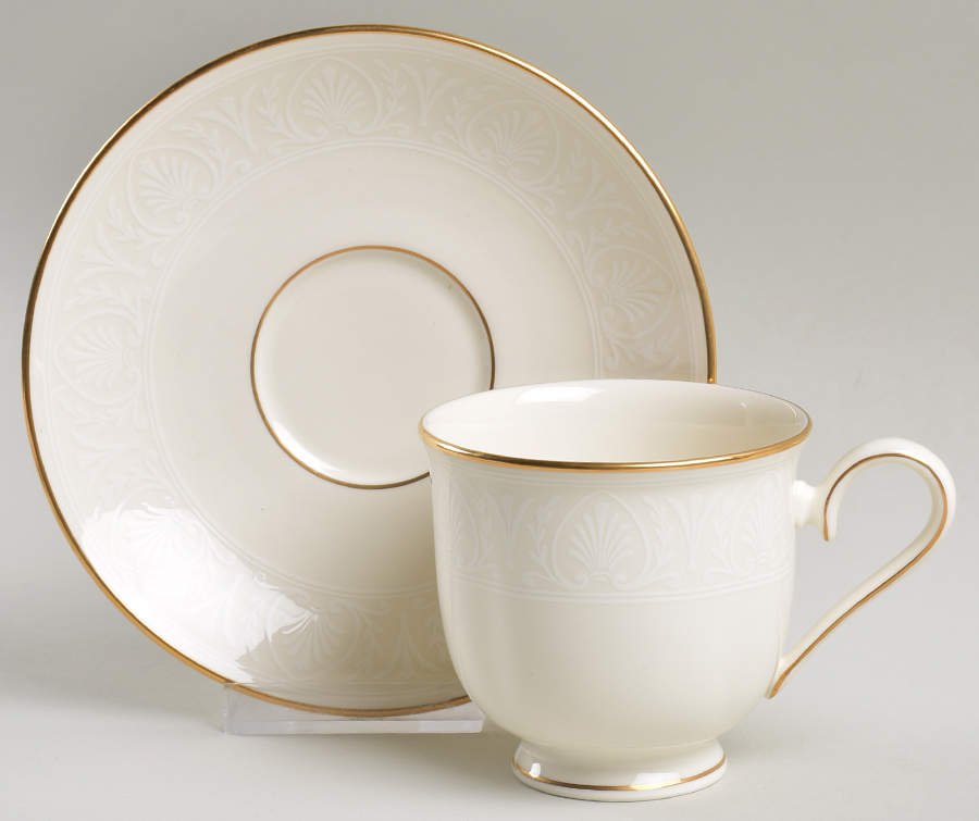 Courtyard Gold Footed Cup & Saucer Set by Lenox-1