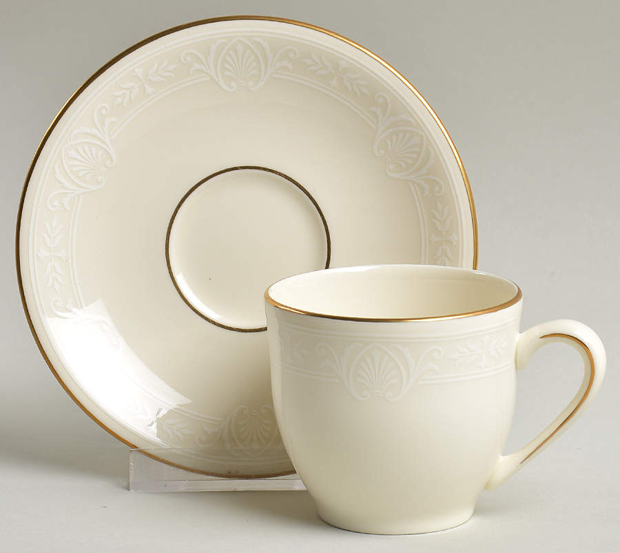 Courtyard Gold Flat Demitasse Cup & Saucer Set by Lenox-1