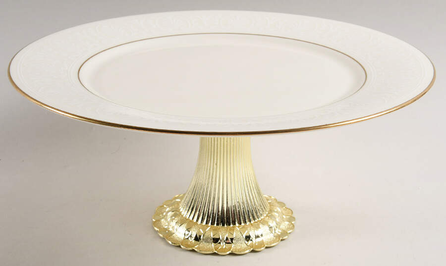 Courtyard Gold Cake Stand with 4"-5" Metal Pedestal  Hc by Lenox-1
