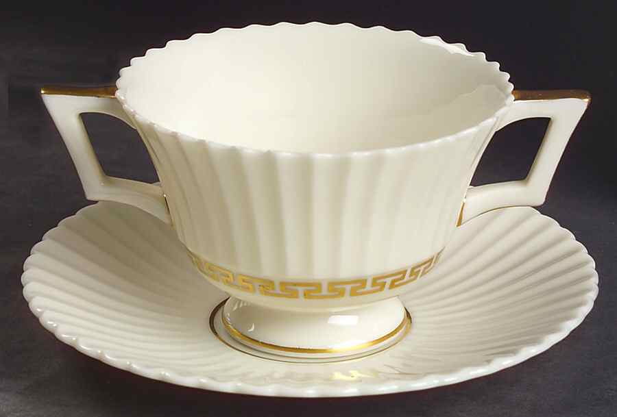 Cretan Footed Bouillon Cup & Saucer by Lenox-1