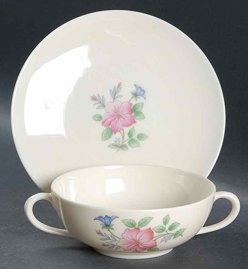 Cynthia Flat Cream Soup Bowl & Saucer Set by Lenox-1