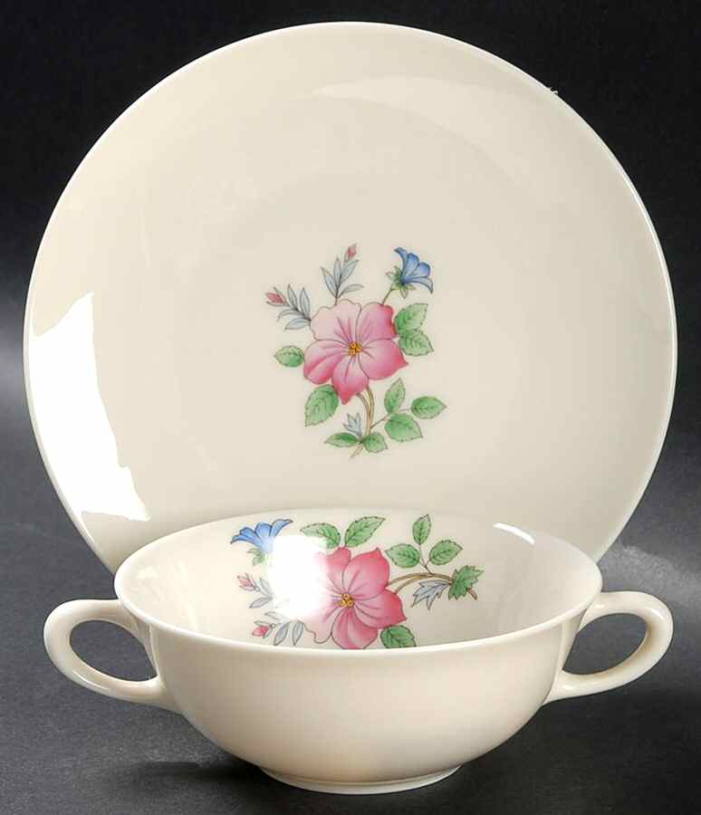 Cynthia Flat Cream Soup Bowl & Saucer Set by Lenox-1