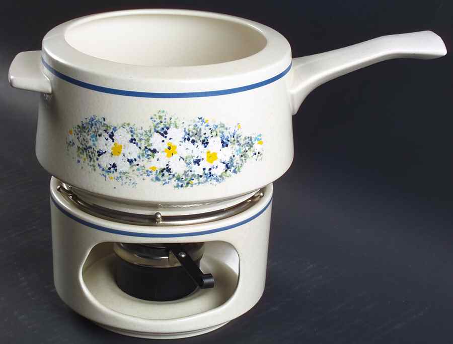 Dewdrops Open Fondue Pot w/Warmer Stand,Metal Rack & Burner by Lenox-1