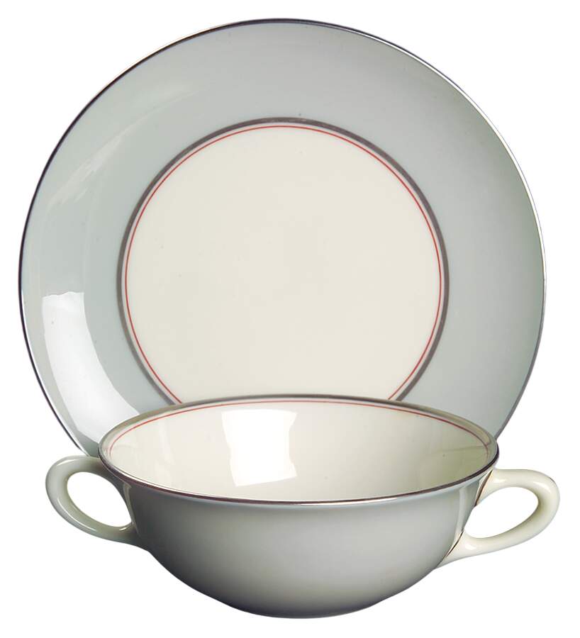 Dubarry Gray Flat Cream Soup Bowl & Saucer Set by Lenox-1
