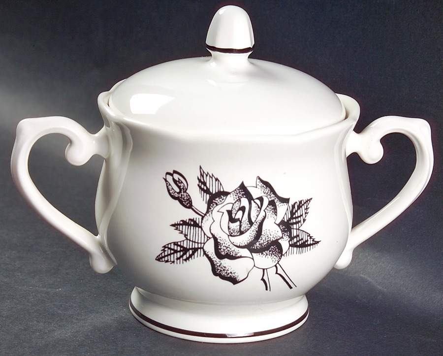 Ebony Rose Sugar Bowl & Lid by Lenox-1