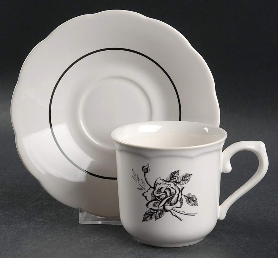 Ebony Rose Flat Cup & Saucer Set by Lenox-1