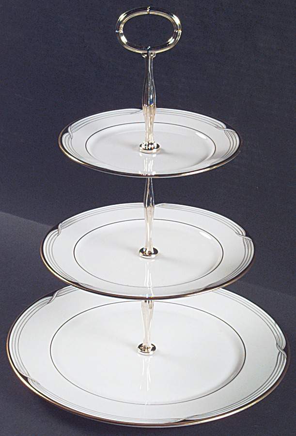 Erica (USA Backstamp) 13 7/8"-14 1/4" 3-Tiered Serving Tray(DP,SP,BB) HC by Lenox-1