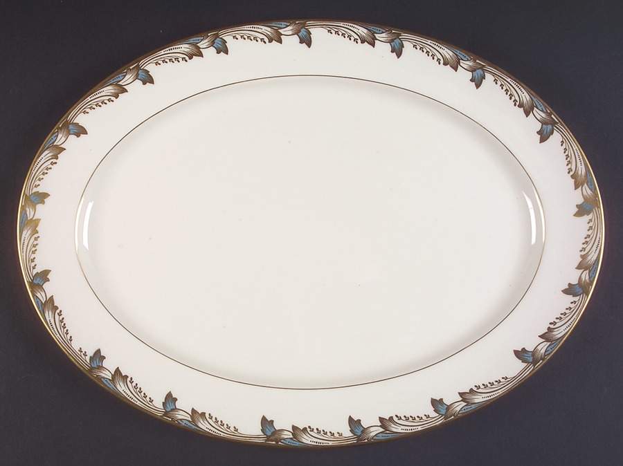 Essex Light Blue Smooth 16" Oval Serving Platter by Lenox-1