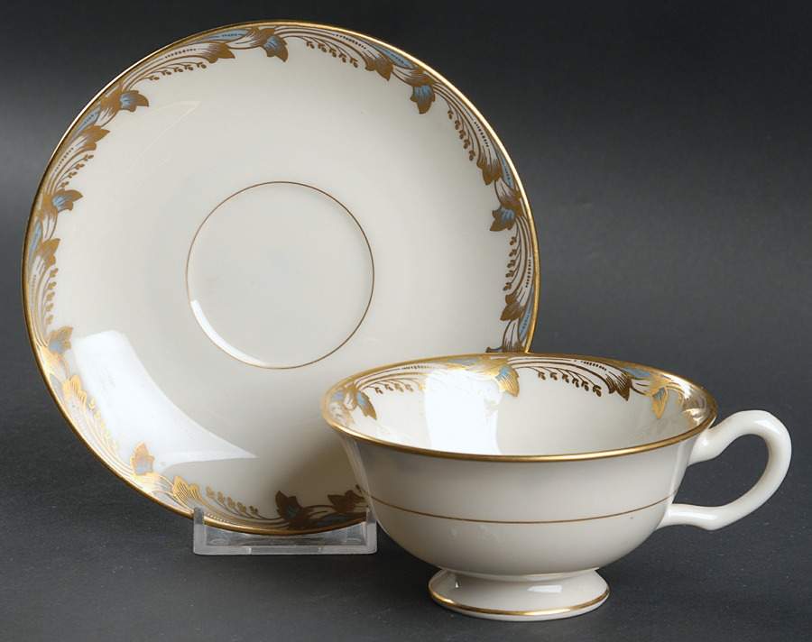 Essex Light Blue Smooth Footed Cup & Saucer Set by Lenox-1