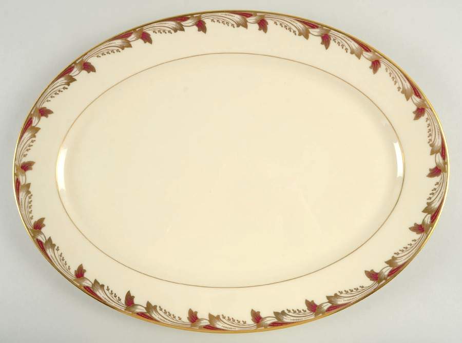 Essex Maroon (Smooth) 16" Oval Serving Platter by Lenox-1