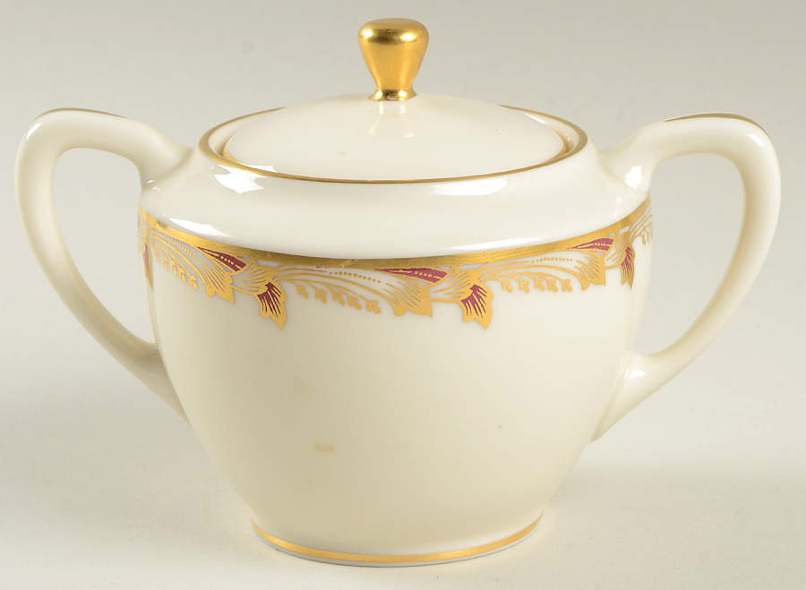 Essex Maroon (Smooth) Shape 1962 Sugar Bowl & Lid by Lenox-1
