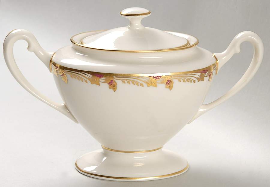 Essex Maroon (Smooth) Shape 743 Sugar Bowl & Lid by Lenox-1