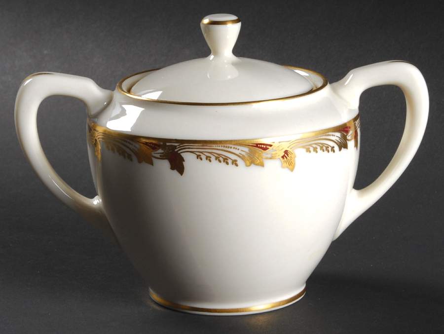 Essex Maroon (Smooth) Shape 1962 Sugar Bowl & Lid by Lenox-1