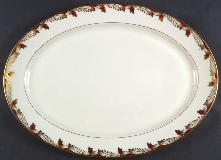 Essex Maroon (Smooth) 17" Oval Serving Platter by Lenox-1