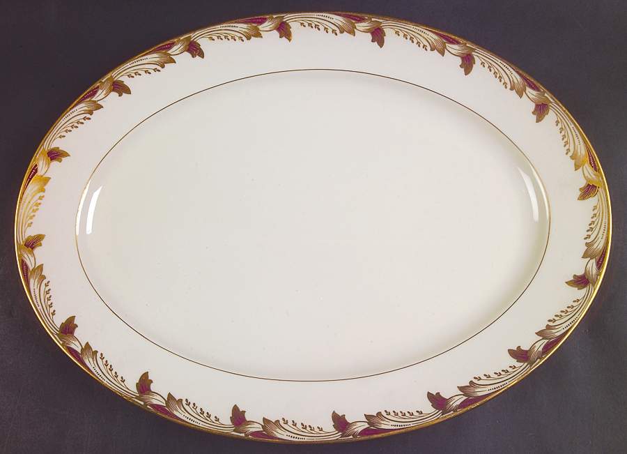 Essex Maroon (Smooth) 15" Oval Serving Platter by Lenox-1