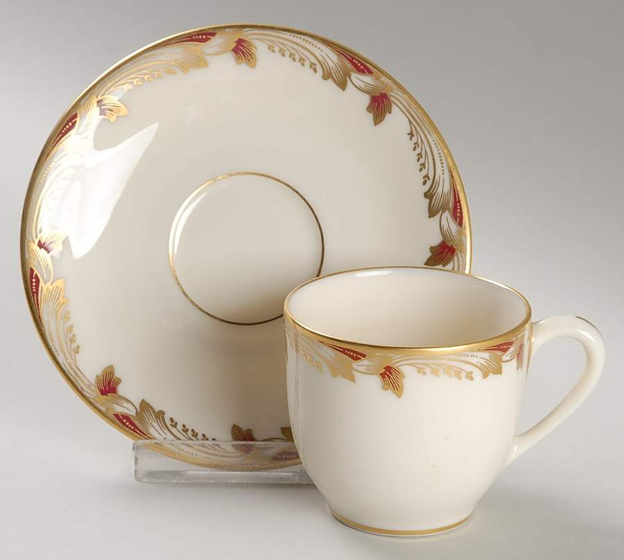 Essex Maroon (Smooth) Flat Demitasse Cup & Saucer Set by Lenox-1