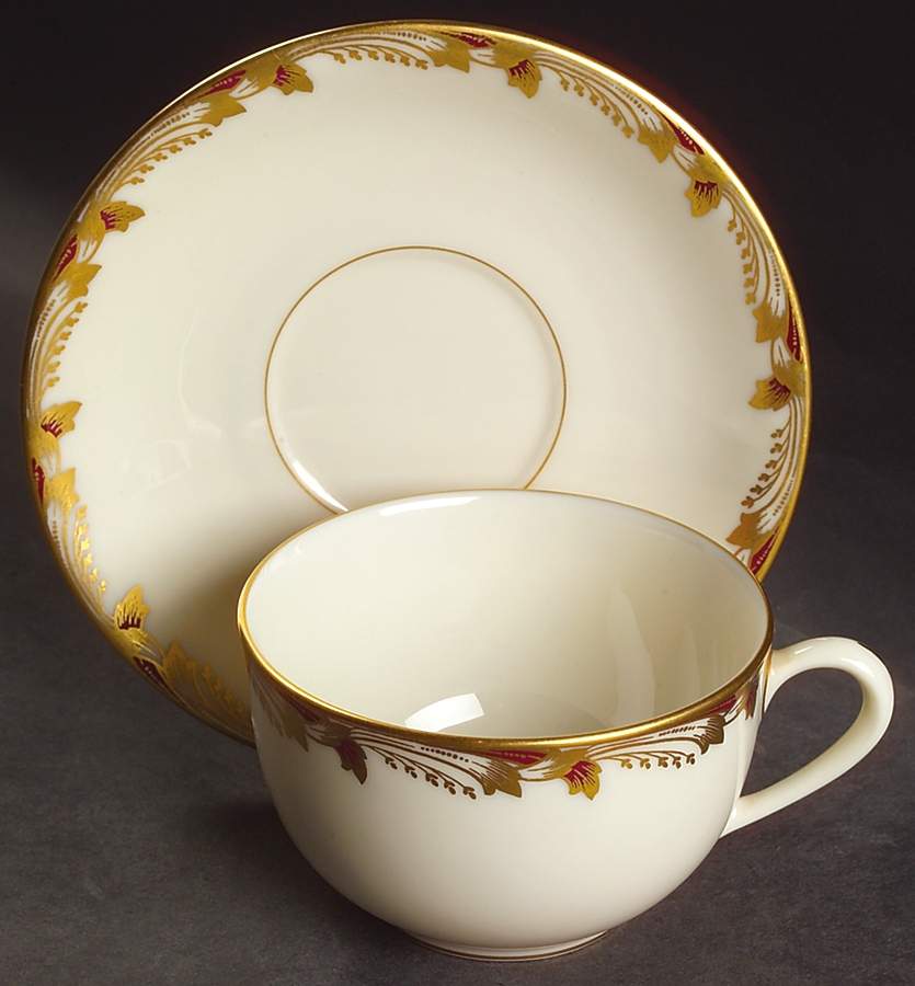 Essex Maroon (Smooth) Oversized Cup & Saucer Set by Lenox-1
