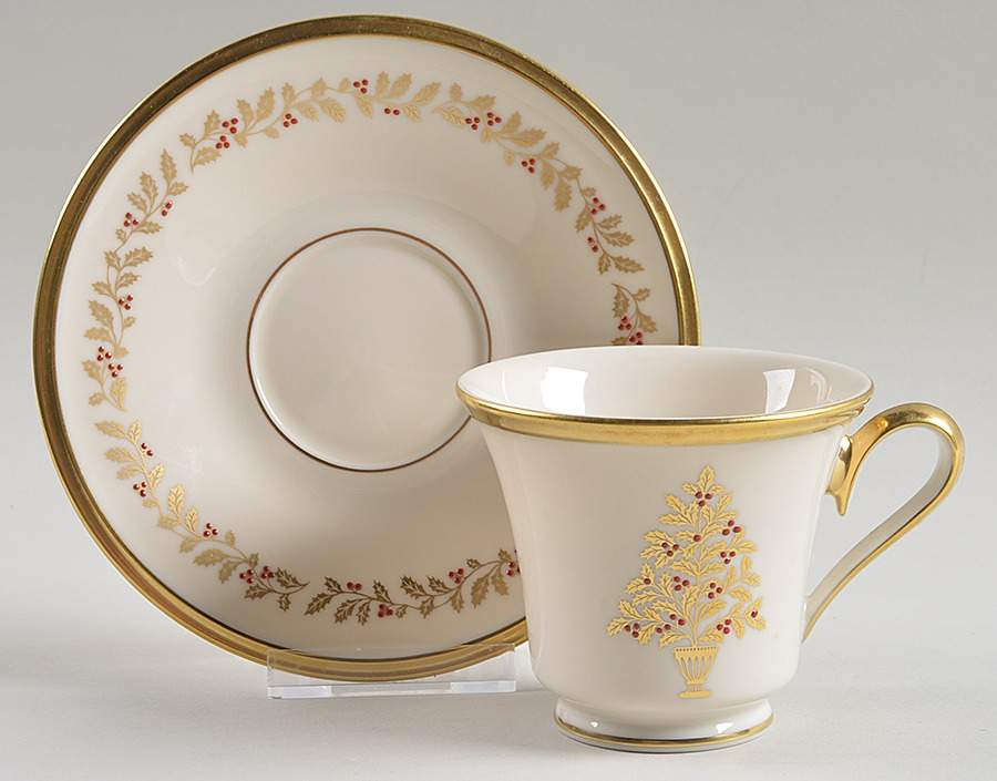 Eternal Christmas Footed Cup & Saucer Set by Lenox-1