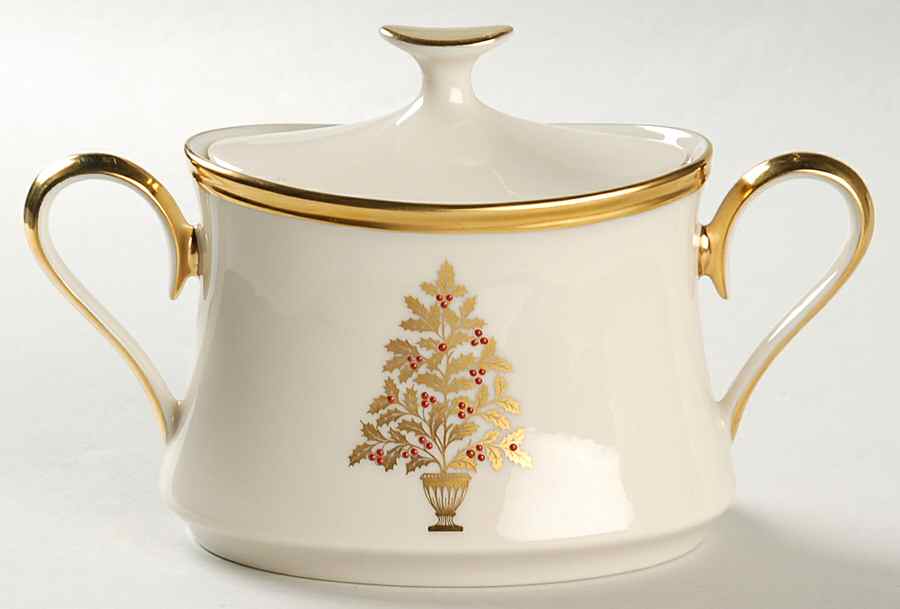 Eternal Christmas Sugar Bowl & Lid by Lenox-1
