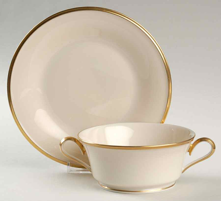 Eternal Footed Cream Soup & Dessert Plate/Saucer Set by Lenox-1