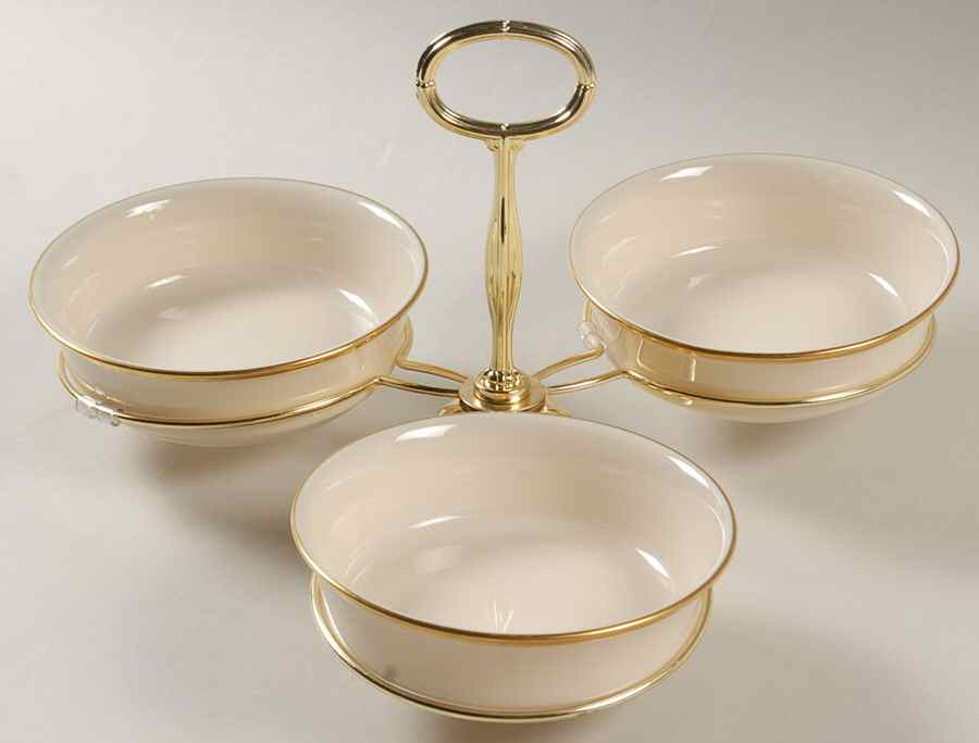 Eternal 7" x 12" 3-Part Relish & Metal Stand (FR) HC by Lenox-1