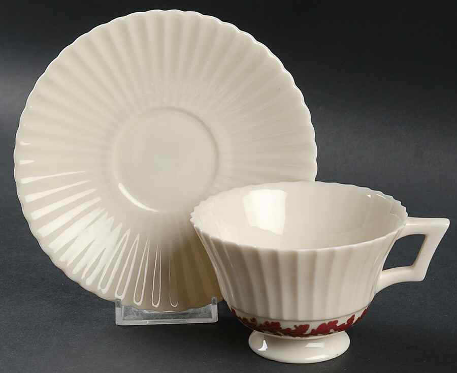 Etna Maroon Footed Cup & Saucer Set by Lenox-1