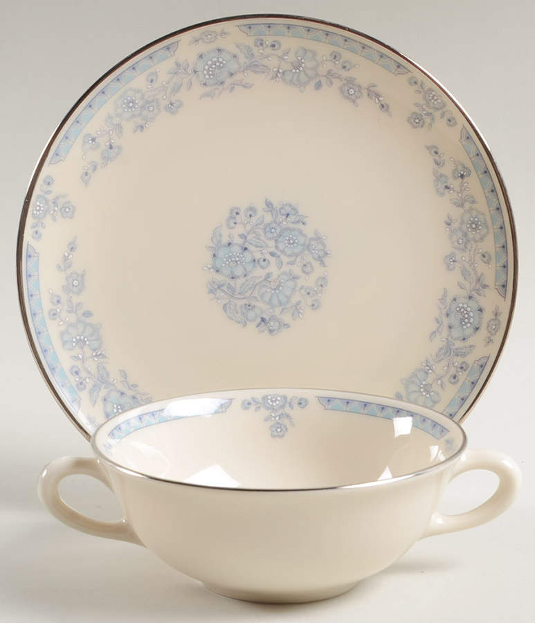 Fanciful Flat Cream Soup Bowl & Saucer Set by Lenox-1