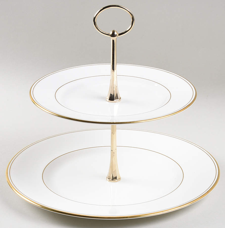 Federal Gold (Discontinued 2005) 2 Tiered Serving Tray (Dinner & Salad Plate) by Lenox-1