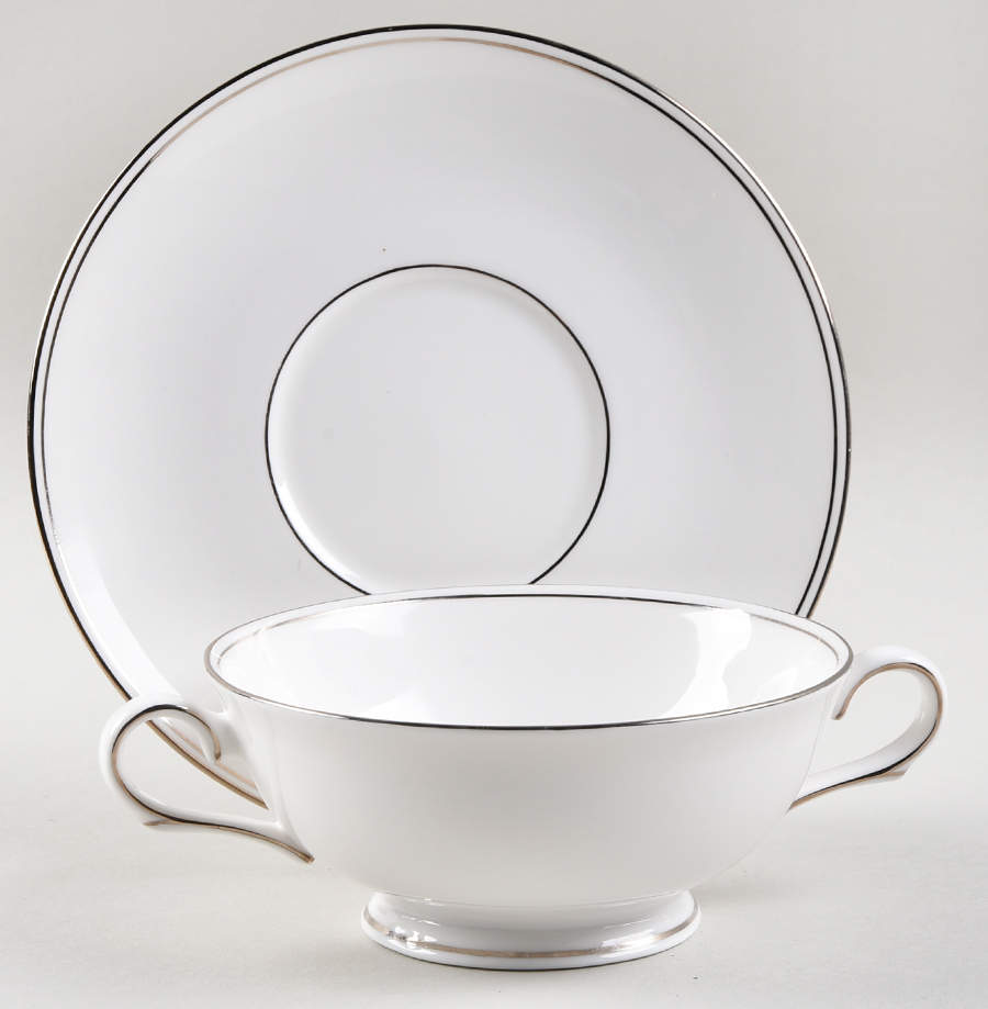 Federal Platinum Footed Cream Soup Bowl & Saucer Set by Lenox-1