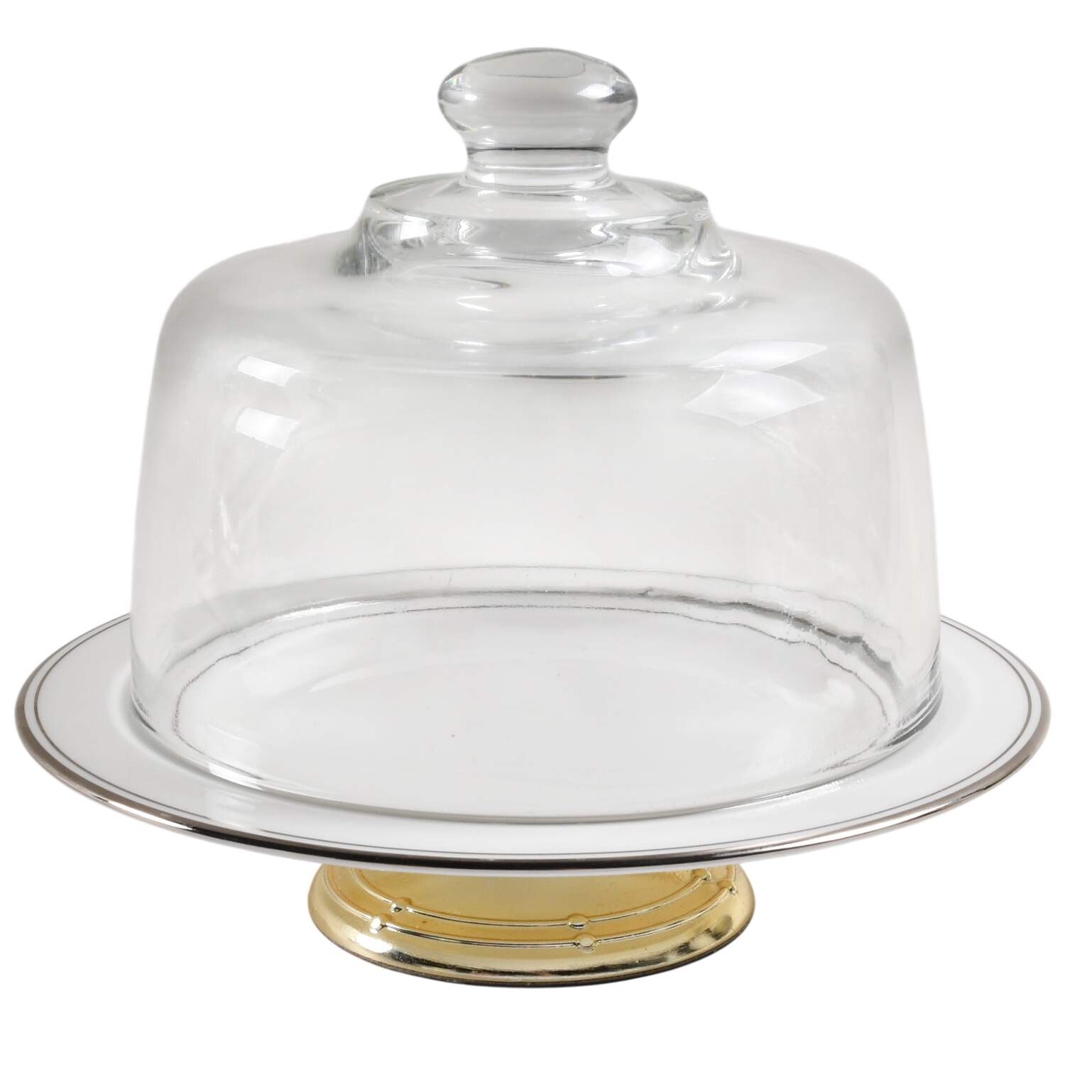 Federal Platinum 6 1/2"-7 1/2" Footed Cheese Plate w/ Glass Dome HC by Lenox-1