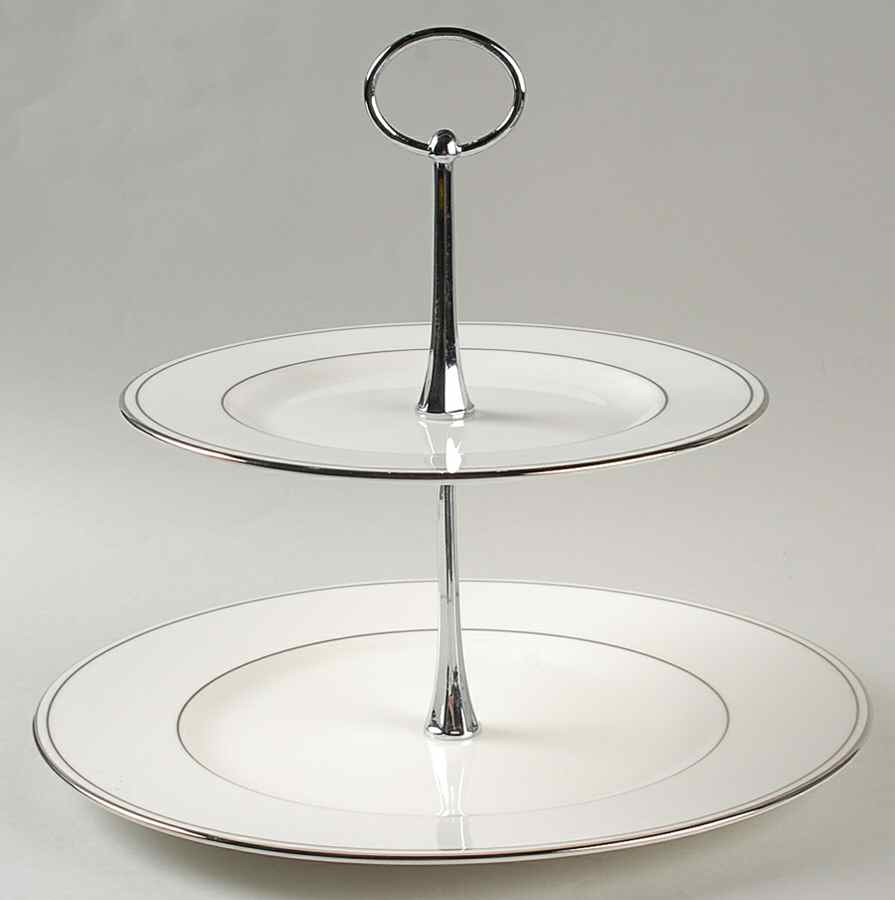 Federal Platinum 2 Tiered Serving Tray (Dinner & Salad Plate) by Lenox-1