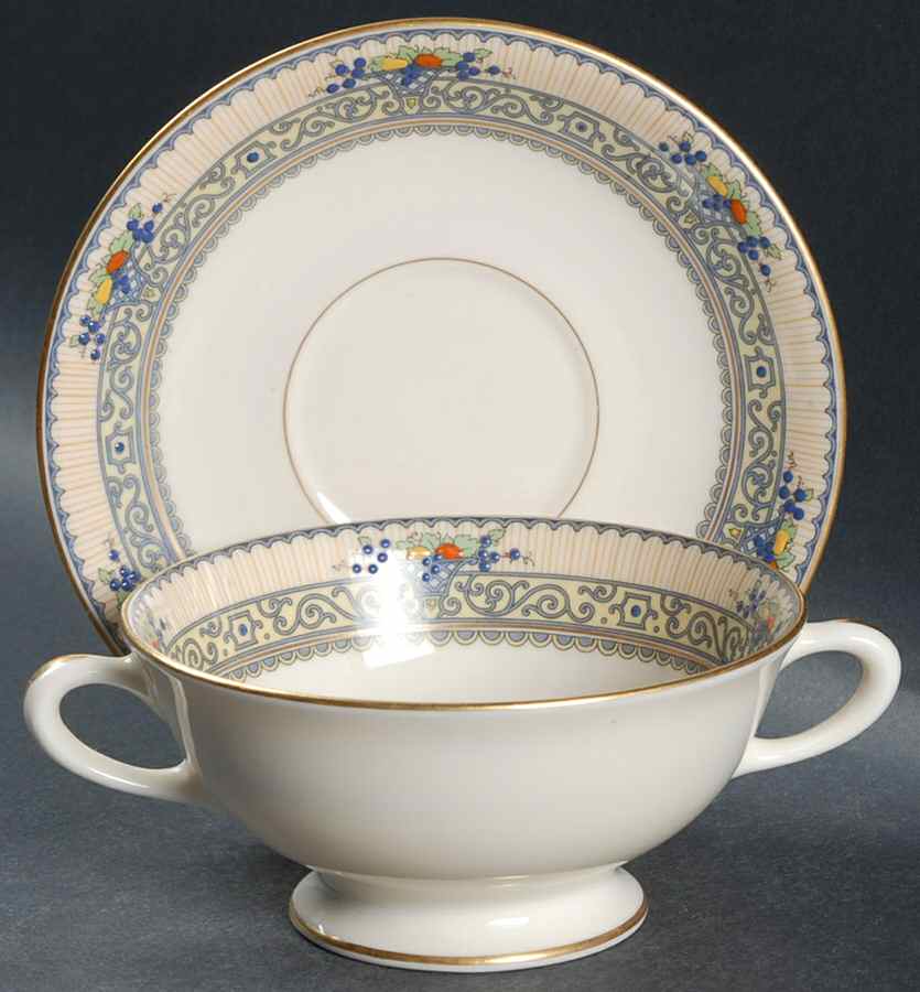 Festival Footed Cream Soup Bowl & Saucer Set by Lenox-1