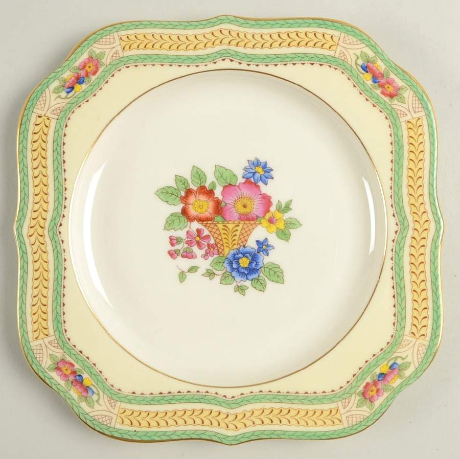 Floralia (Green Yellow Wreath) Square Salad Plate by Lenox-1