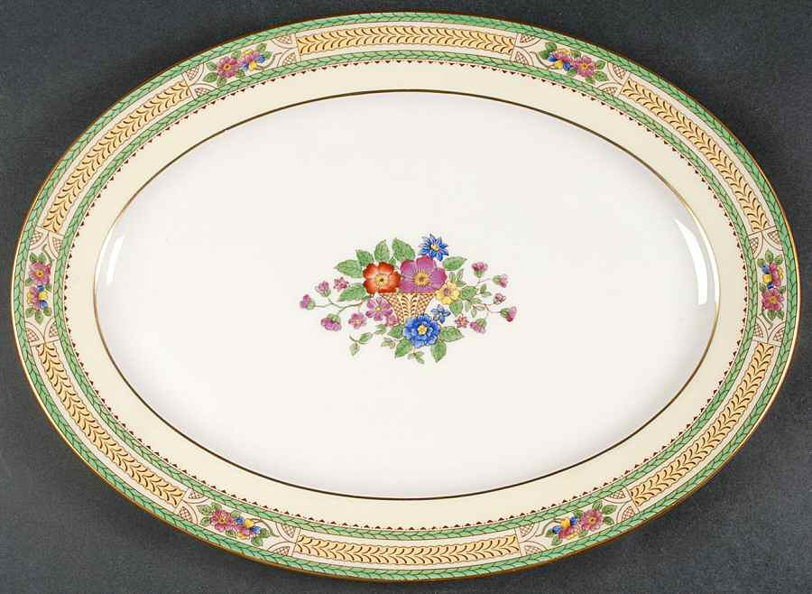 Floralia (Green Yellow Wreath) 15" Oval Serving Platter by Lenox-1