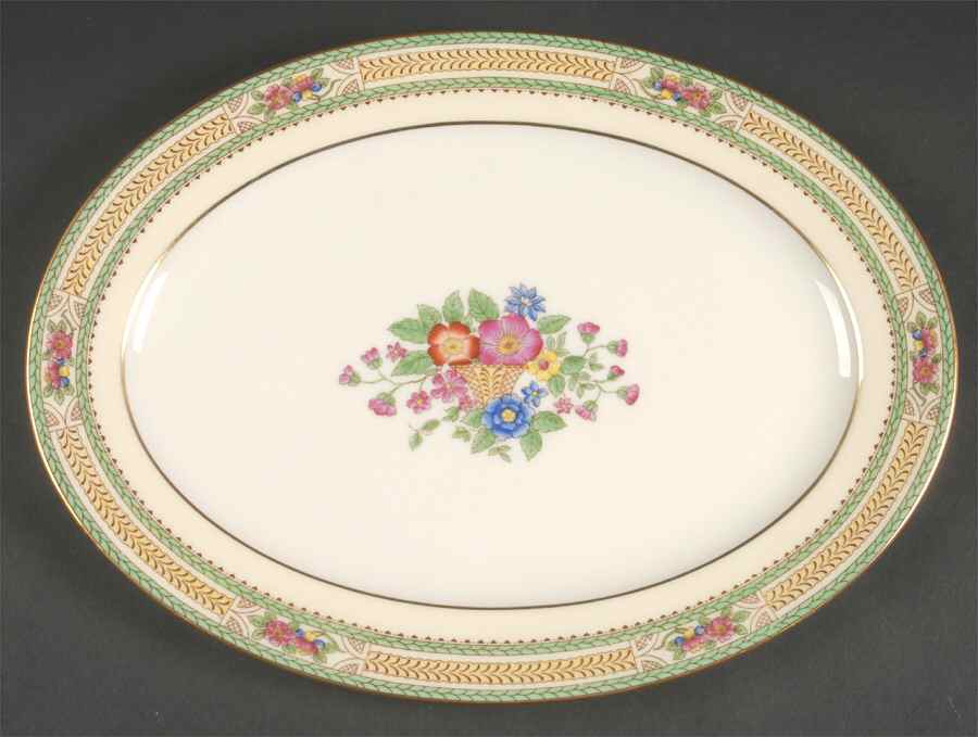 Floralia (Green Yellow Wreath) 13" Oval Serving Platter by Lenox-1