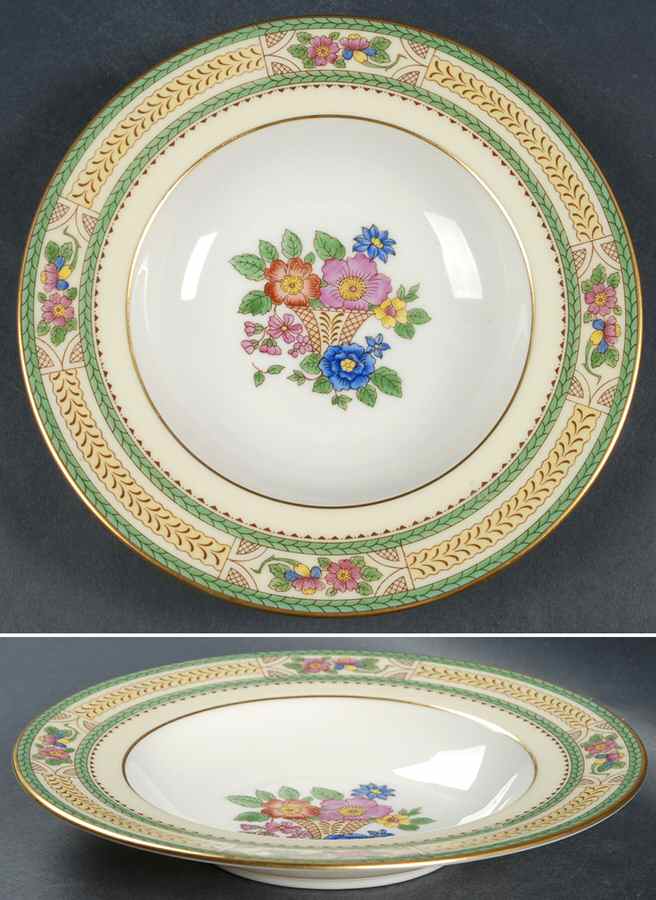 Floralia (Green Yellow Wreath) Rim Soup Bowl by Lenox-1