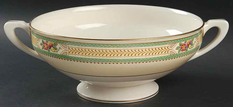 Floralia (Green Yellow Wreath) Round Vegetable No Lid by Lenox-1