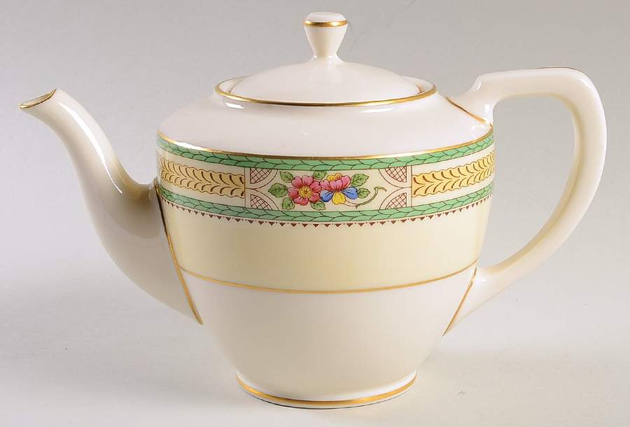 Floralia (Green Yellow Wreath) Teapot & Lid by Lenox-1