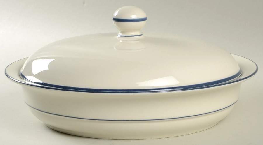 Blue Pinstripes (For the Blue) Round Covered Vegetable-Uses RV9 as Base + C2CVL by Lenox-1