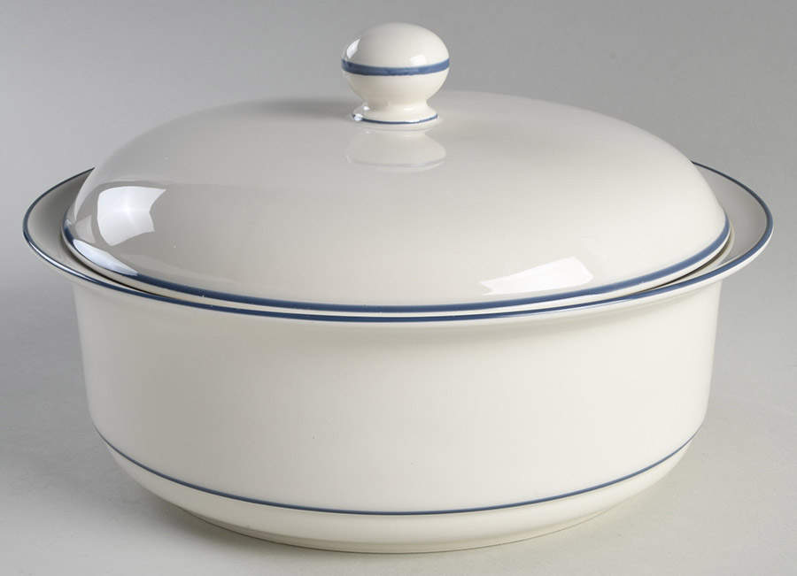Blue Pinstripes (For the Blue) 2 Qt Round Covered Casserole (Uses CASR9 + C2CVL) by Lenox-1