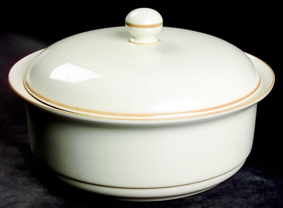 Beige Pinstripes (For the Beige) 2 Qt Round Covered Casserole (Uses Casr9 + C2cvl) by Lenox-1