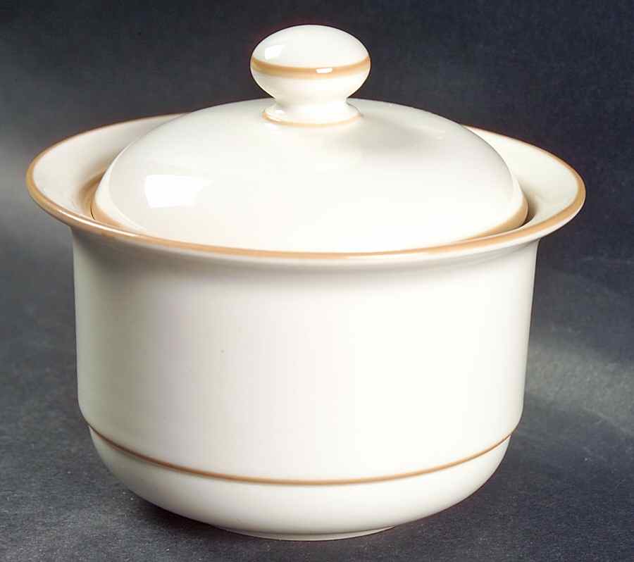 Beige Pinstripes (For the Beige) Sugar Bowl & Lid by Lenox-1