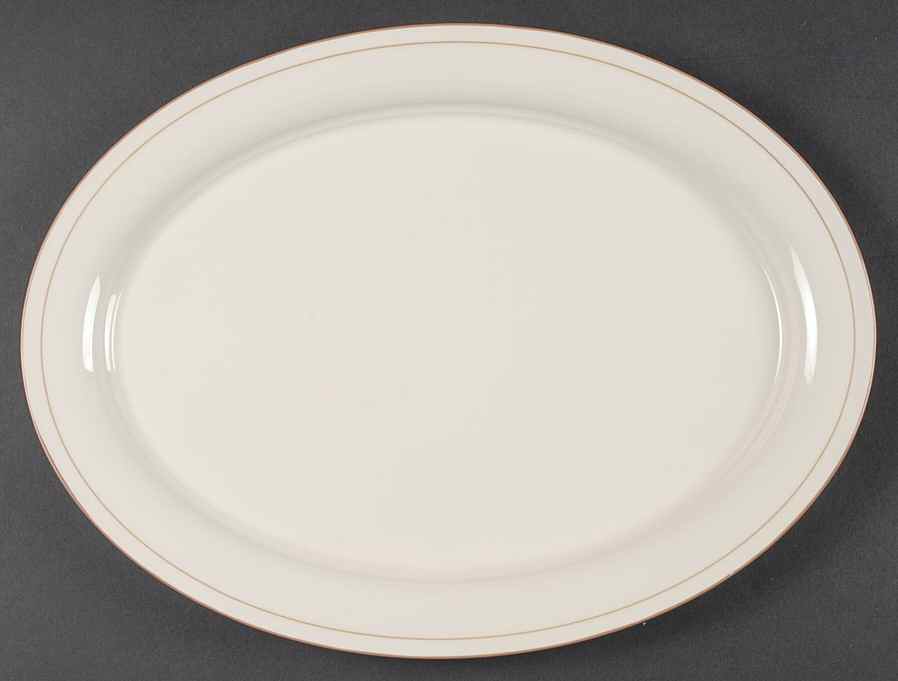 Beige Pinstripes (For the Beige) 14" Oval Serving Platter by Lenox-1