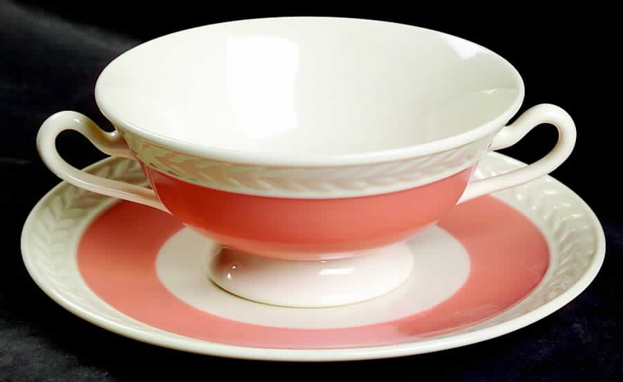 Fontaine Coral Footed Cream Soup Bowl & Saucer Set by Lenox-1