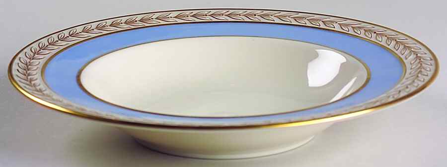 Fontaine Light Blue (Gold Trim, #J417X17-6) Rim Soup Bowl by Lenox-1
