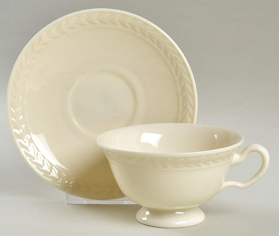 Fontaine White Footed Cup & Saucer Set by Lenox-1