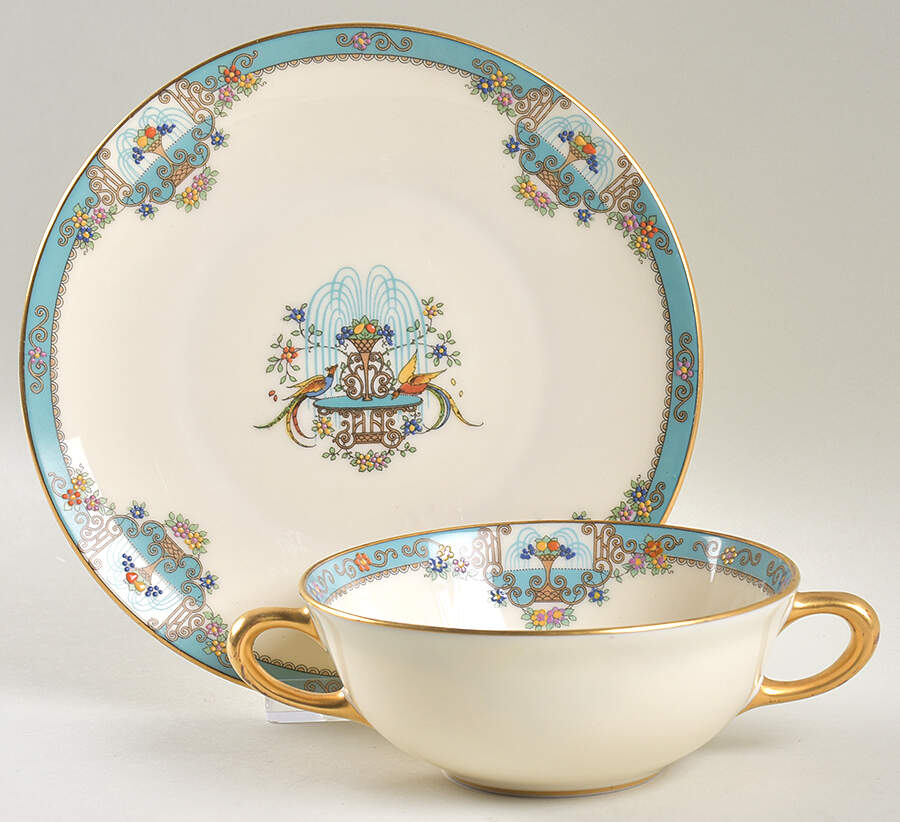 Fountain Flat Cream Soup Bowl & Saucer Set by Lenox-1