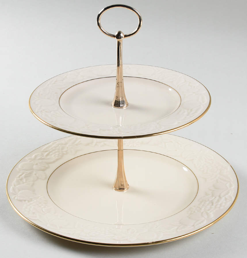 Fruits of Life 2 Tiered Serving Tray (Dinner & Salad Plate) by Lenox-1
